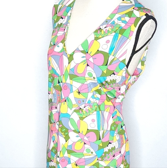Flora Bea Nyc Livie Butterfly Colorful Stretchy Mini Sleeveless Dress Size L - Picture 3 of 12